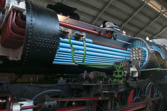 Old train in railway museum of Madrid, Spain