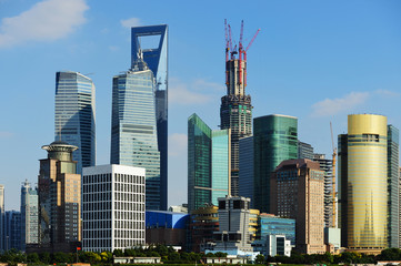 Fototapeta premium View of Shanghai World Financial Center from the Bund