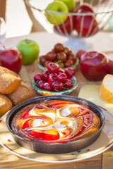 Summer breakfast in garden