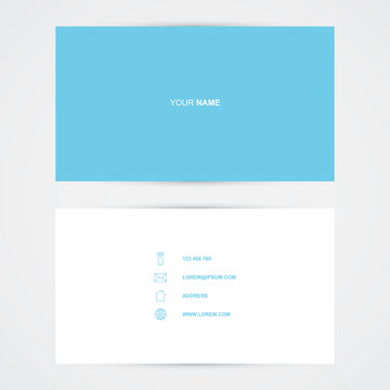 Business card template, blue simple design