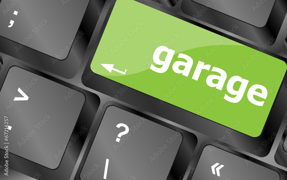 Poster garage button on computer pc keyboard key