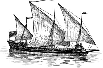 three-masted sailing ship