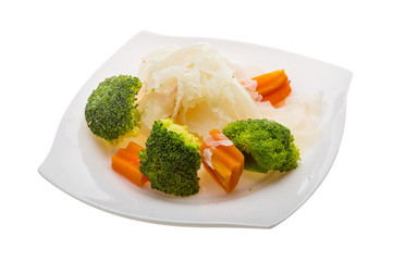 Boiled cabbage and broccoli