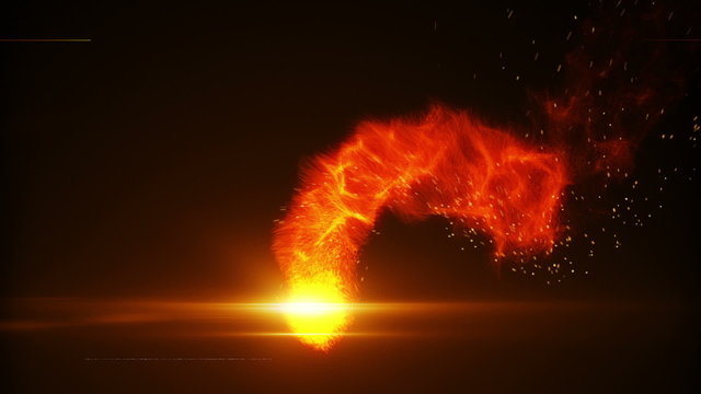 Flying fireball with sparks loop