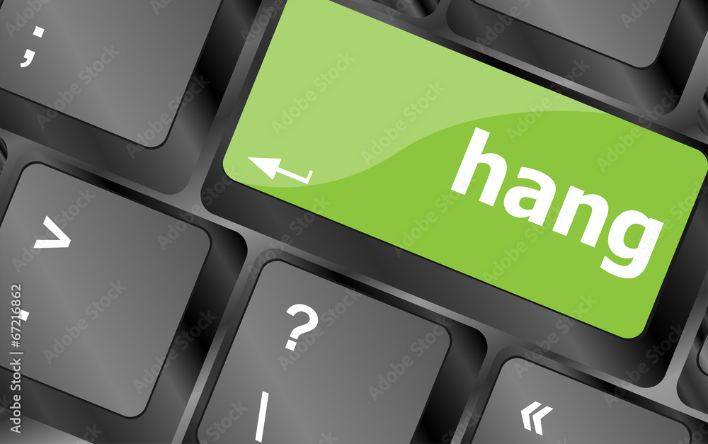 Poster computer keyboard with words hang on enter button