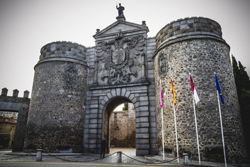 main gate walls of the city of Toledo in Spain, walled town