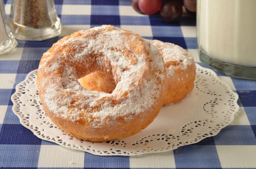 Cake donuts and milk