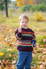 Little boy with soap bubbles