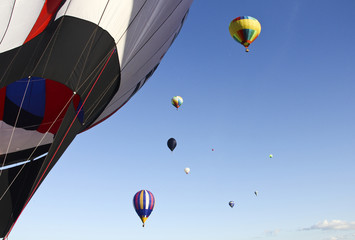 Floating сolorful hot air balloons