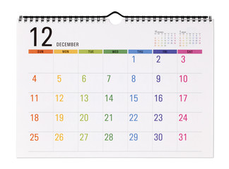 Colorful calendar with clipping path