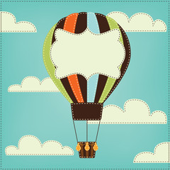 Naklejka premium Vintage or retro hot air balloon in sky with clouds