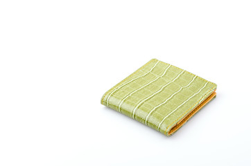 Green leather wallet isolated white background