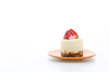Strawberry cheesecake isolated on white background