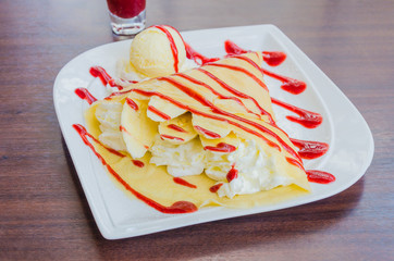 Strawberry crepe dessert