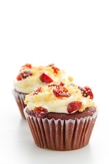 Red cupcake velvet isolated white background