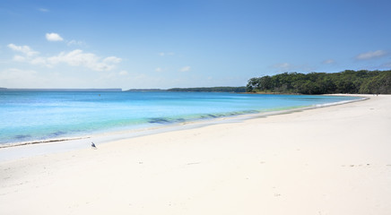 Fototapeta na wymiar Greenfields Beach aqua waters and white sandy shore, Australia