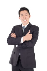 young asian business man expresses appreciation