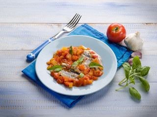 anchovy with capsicum and tomato sauce
