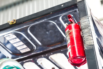 Fire extinguisher in workplace of Forklift