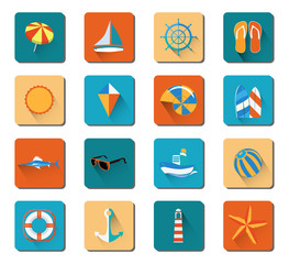 Summer Beach Vacation Icon Set