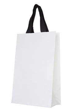 white paper bag isolated on white with clipping path
