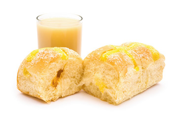 bread cut out and soya milk