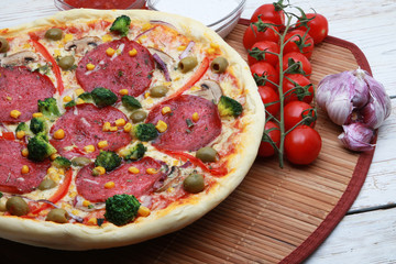 Home made pizza on the table