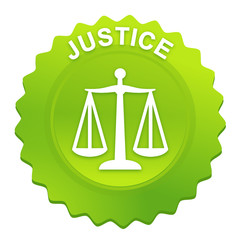 justice sur bouton web denté vert