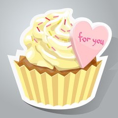 Sweet sticker with cupcake