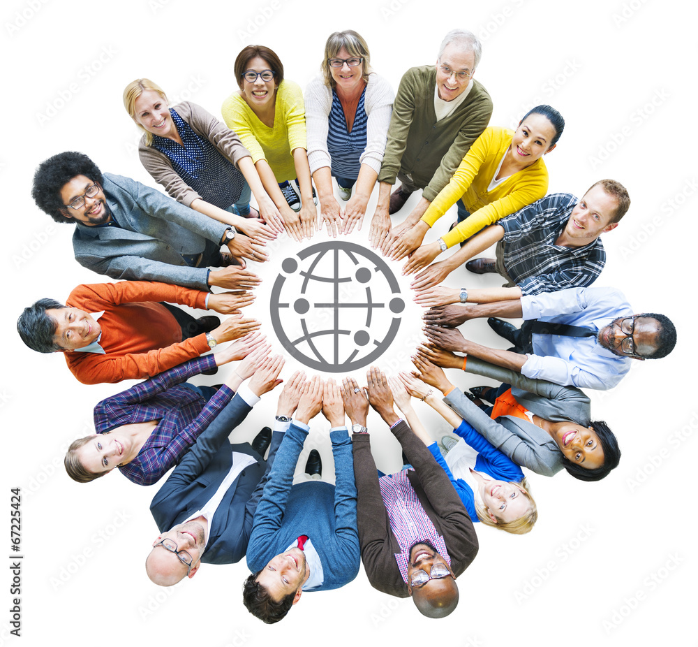 Wall mural Diverse People with Togetherness Concepts and Globe Symbol - Wall murals