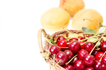 red cherry and yellow apricots