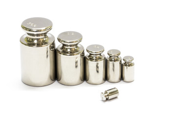 calibration weight set  isolated on white background