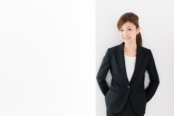 asian businesswoman on white background