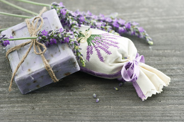 lavender soap with fresh flowers