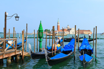Obraz na płótnie Canvas Grande canal and gondolas in Venice.