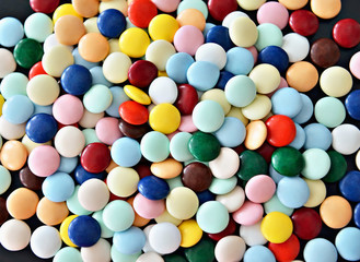 Round candies of different colors
