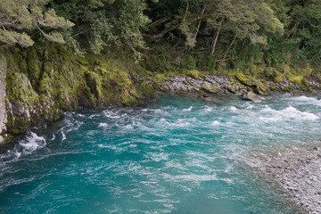 A New Zealand stream runs through a gorge