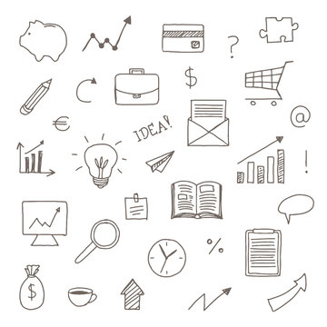 Vector Illustration of Hand DRawn Business Icons