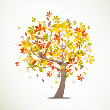 Vector Illustration of an Autumn Tree