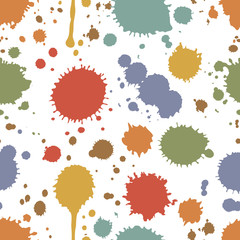 Seamless pattern of colorful stains and splashes