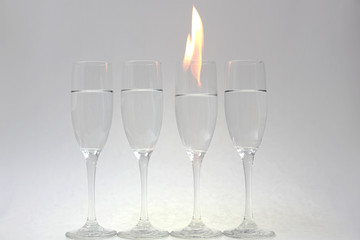 Glass on fire