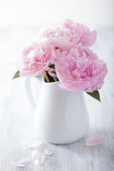 beautiful pink peony bouquet in vase