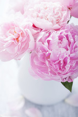 beautiful pink peony bouquet in vase