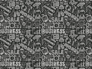 doodle business seamless pattern
