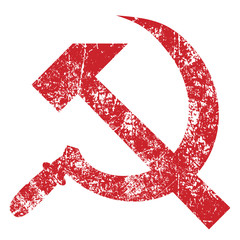 Grunge hammer and sickle isolated on white background, vector - 67232852