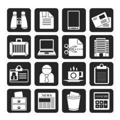 Silhouette Business and office elements icons