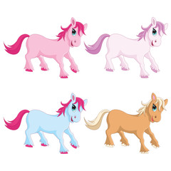 Vector Illustration of Colorful Ponies
