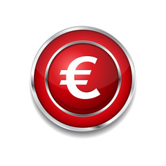 Euro Currency Sign Circular Vector Red Web Icon Button