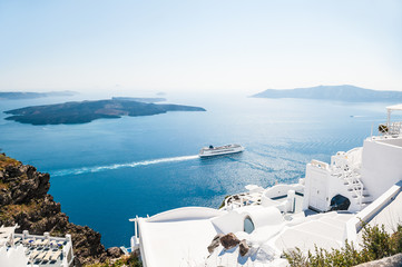 Fototapeta na wymiar White architecture on Santorini island, Greece