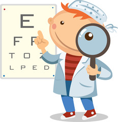 Illustration doctor checks vision